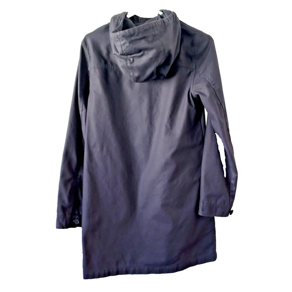 J Crew Jacket Women X Small Navy Blue Full Zip- Button Hoodie Barn Coat #09619